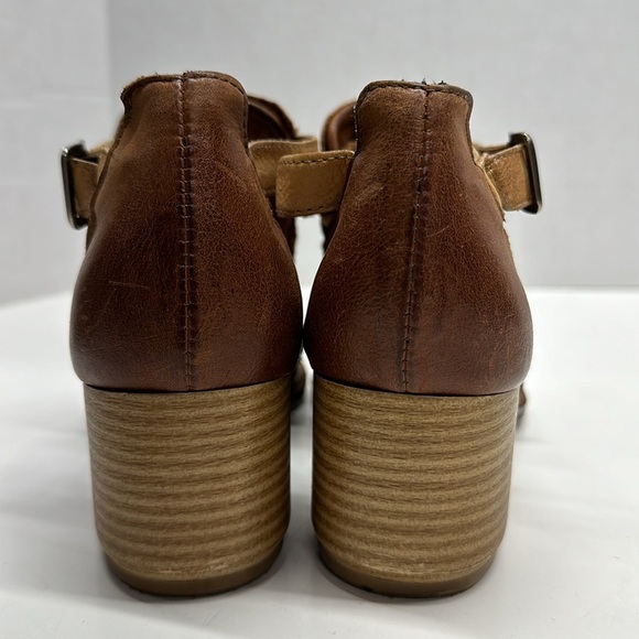 Miz Mooz Heeled Sandal Shoes Open Toe Adjustable Ankle Strap Leather Tan Brown 6 - Picture 4 of 11